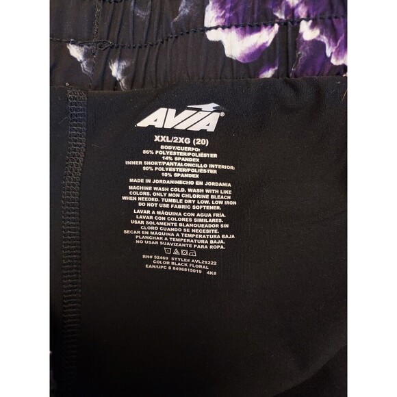 Women’s Avia Shorts Stretch Black Floral 2 Layer Active Running Size XXL 20 - Picture 3 of 3